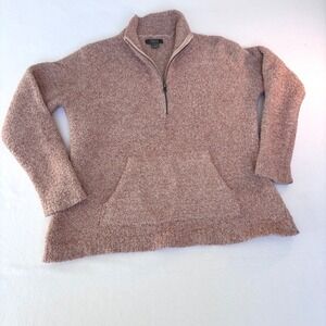 Natural Reflections Womens Pink Popcorn Knit Quarter Zip Pullover Sweater Large